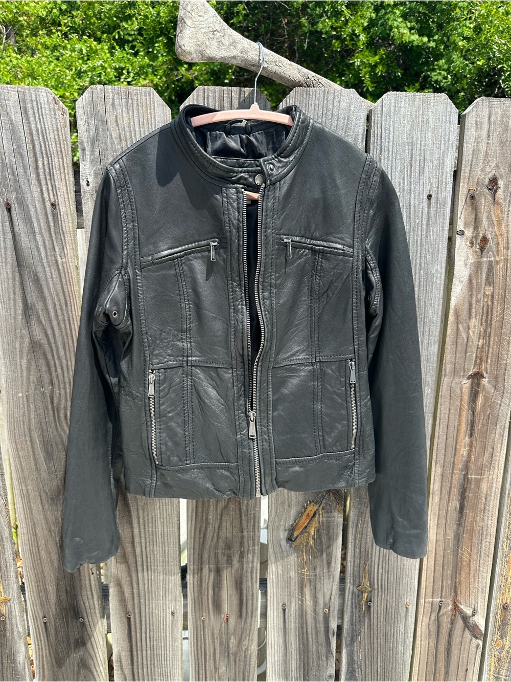 MICHAEL Michael Kors Black Genuine Leather Moto Jacket